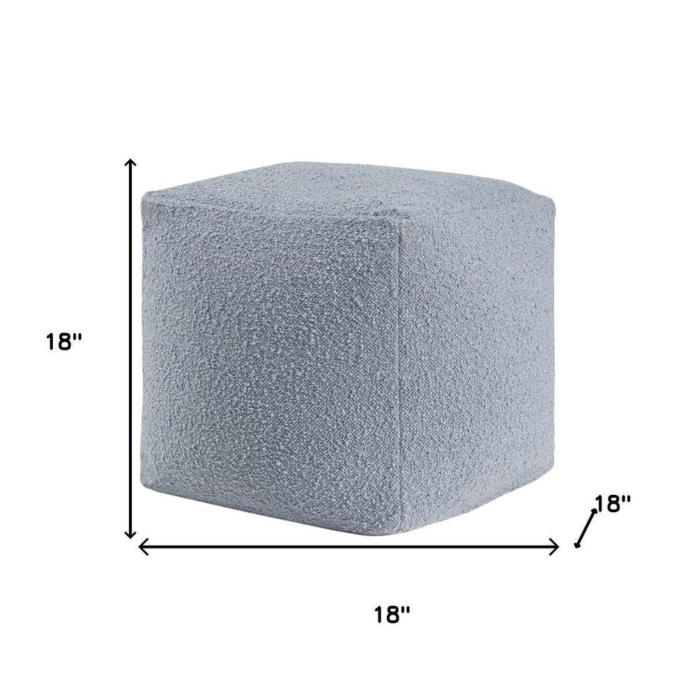18" Blue Boucle Pouf Ottoman HomeRoots