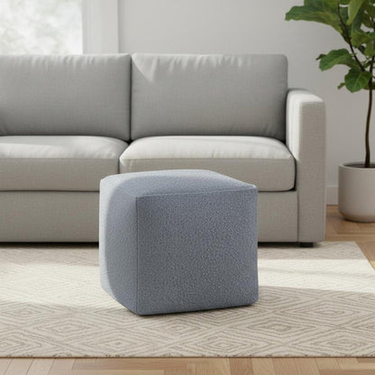 18" Blue Boucle Pouf Ottoman HomeRoots