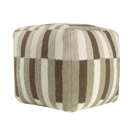 18" Brown Ivory And Khaki Brown Woven Geometric Pouf Ottoman HomeRoots