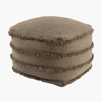 18" Brown Cotton Striped Pouf Ottoman HomeRoots