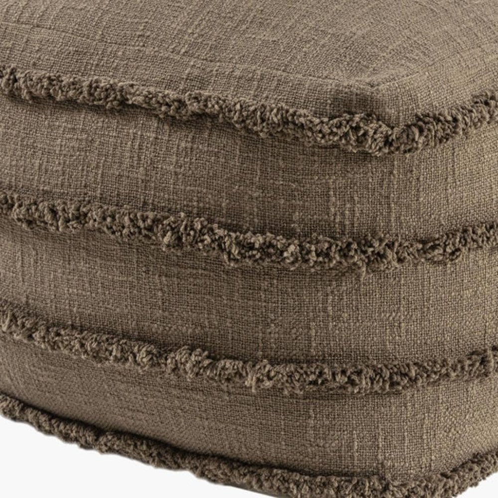 18" Brown Cotton Striped Pouf Ottoman HomeRoots