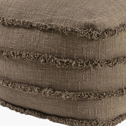 18" Brown Cotton Striped Pouf Ottoman HomeRoots