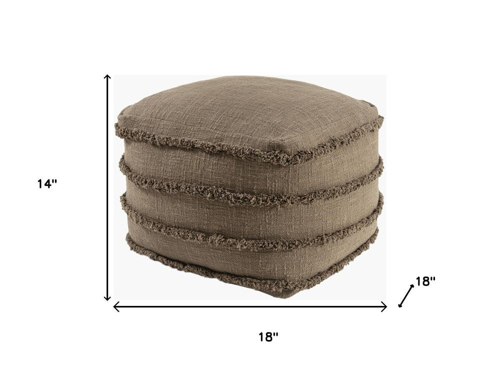 18" Brown Cotton Striped Pouf Ottoman HomeRoots