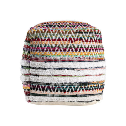 18" Natural And Rainbow Cotton Blend Chevron Pouf Ottoman HomeRoots