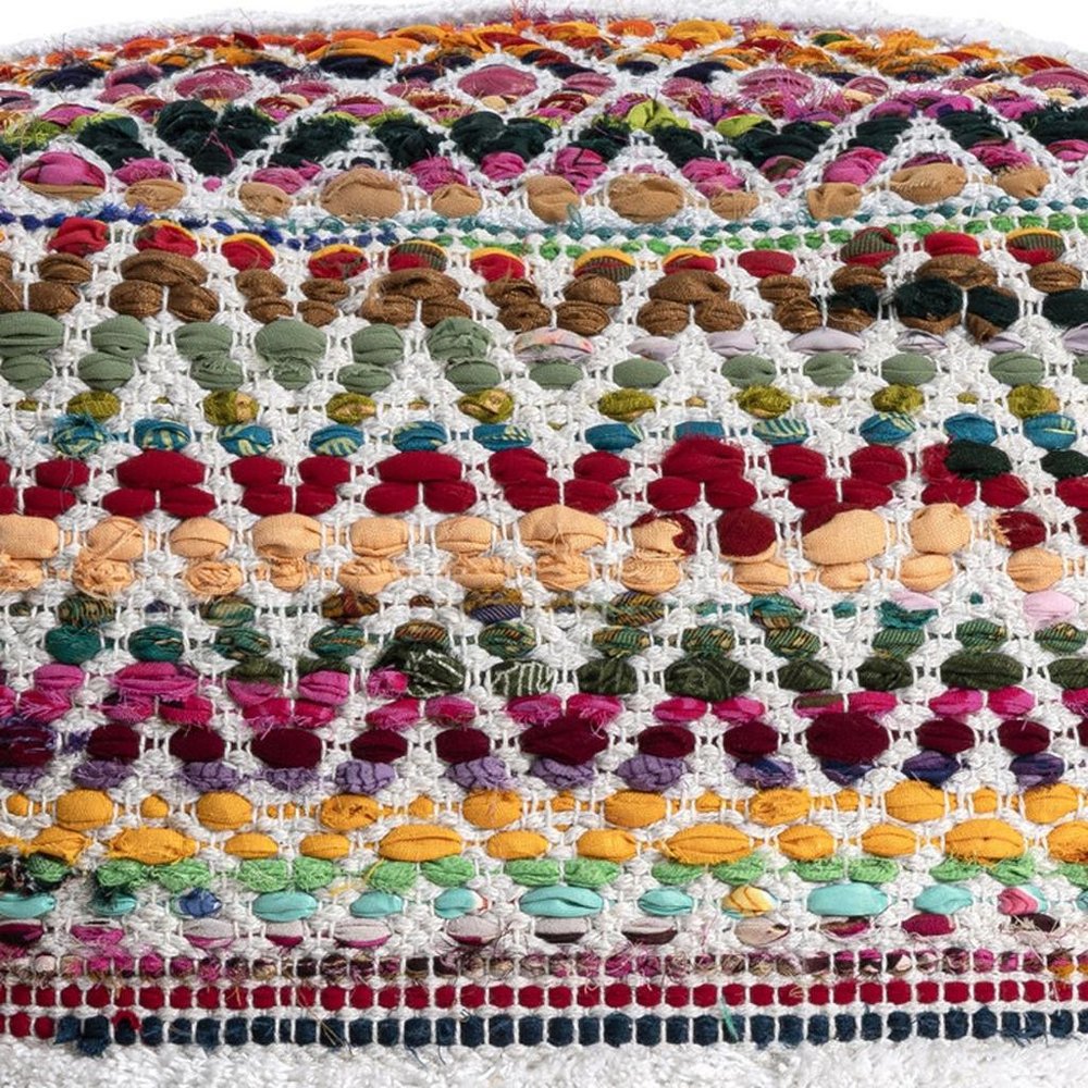 18" Natural And Rainbow Cotton Blend Chevron Pouf Ottoman HomeRoots