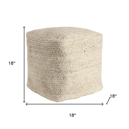 18" Natural Jute Pouf Ottoman HomeRoots