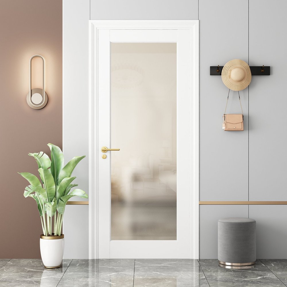 80" X 28" White Wood And Glass Slab Door HomeRoots