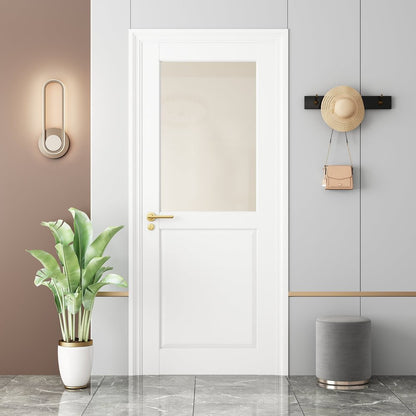 80" X 24" White Wood And Glass Slab Door HomeRoots