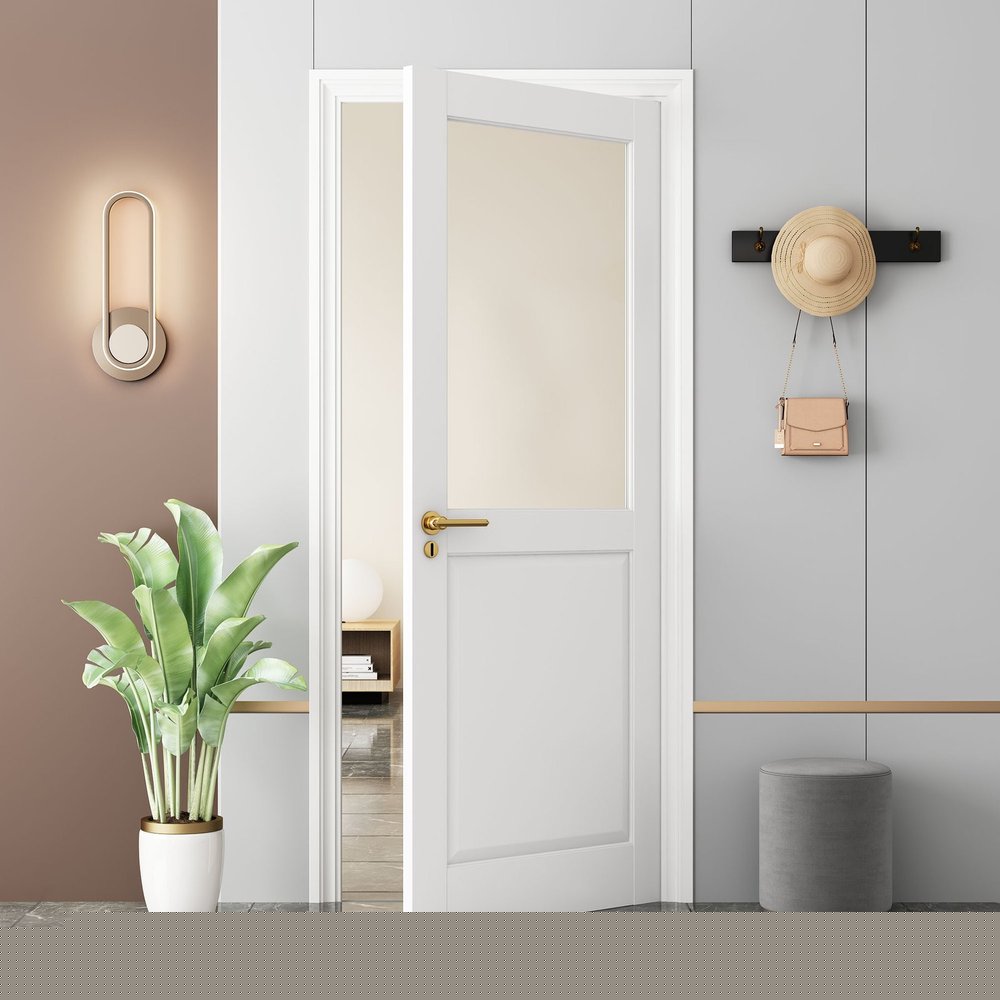 80" X 30" White Wood And Glass Slab Door HomeRoots