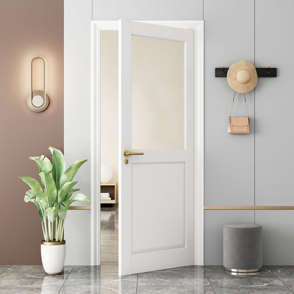 80" X 32" White Wood And Glass Slab Door HomeRoots