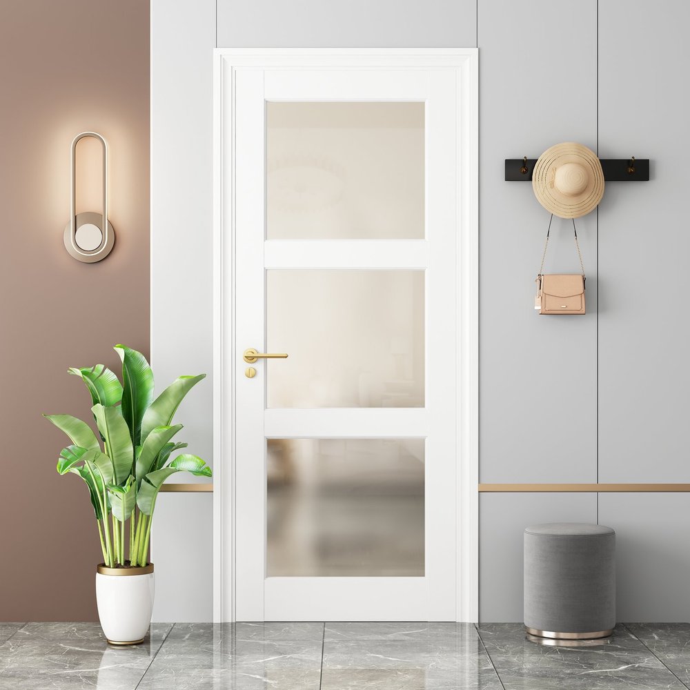 80" X 24" White Wood And Glass Slab Door HomeRoots