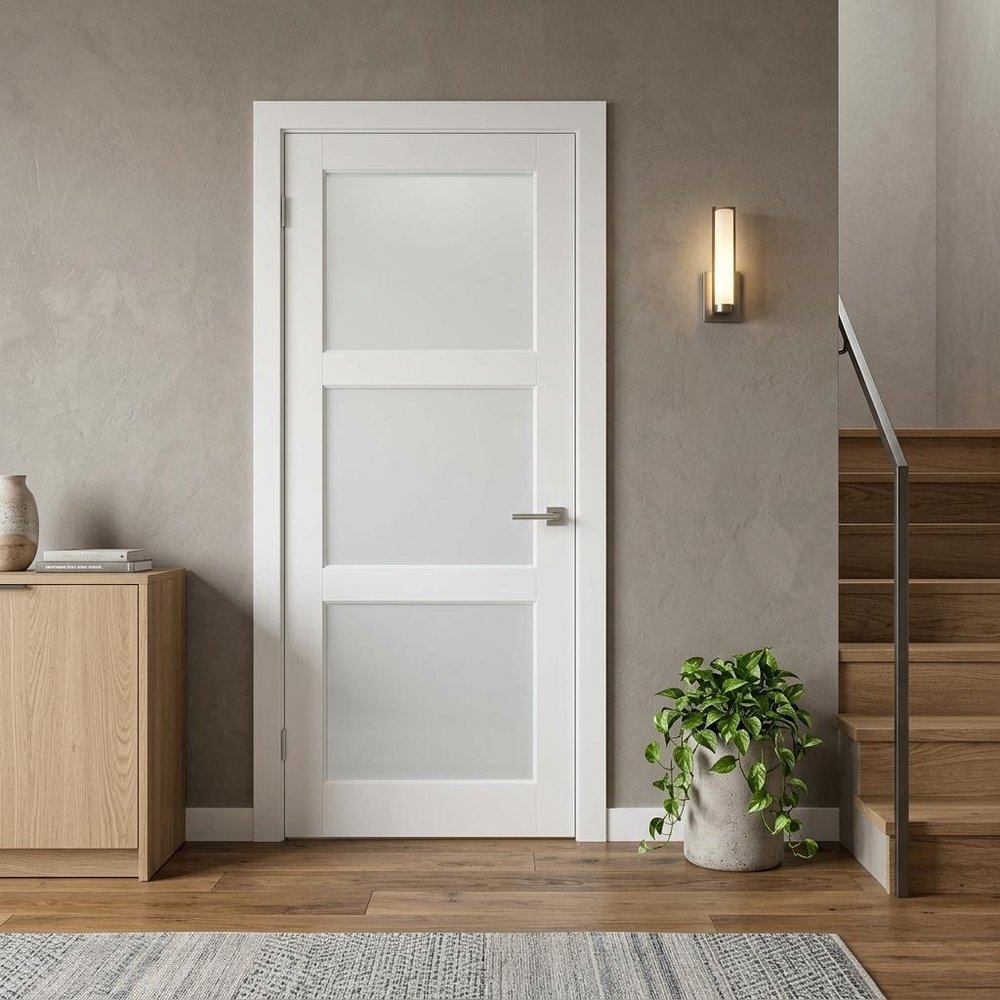80" X 24" White Wood And Glass Slab Door HomeRoots