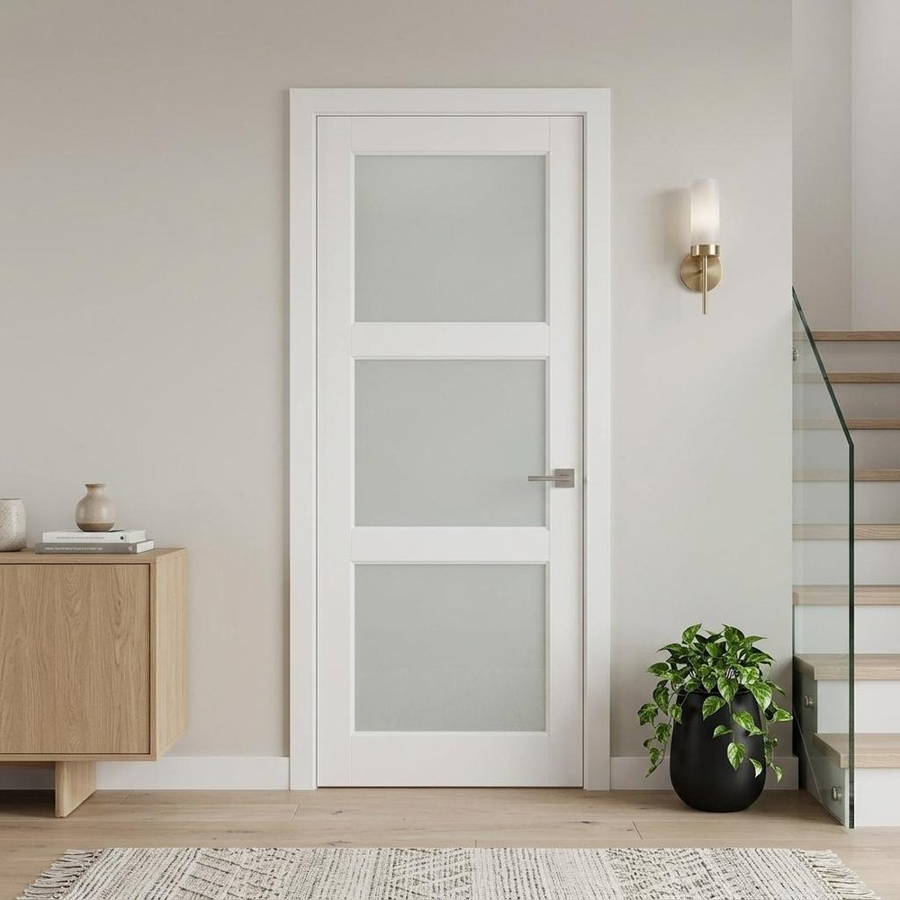 80" X 28" White Wood And Glass Slab Door HomeRoots