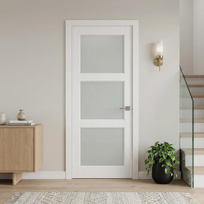 80" X 28" White Wood And Glass Slab Door HomeRoots