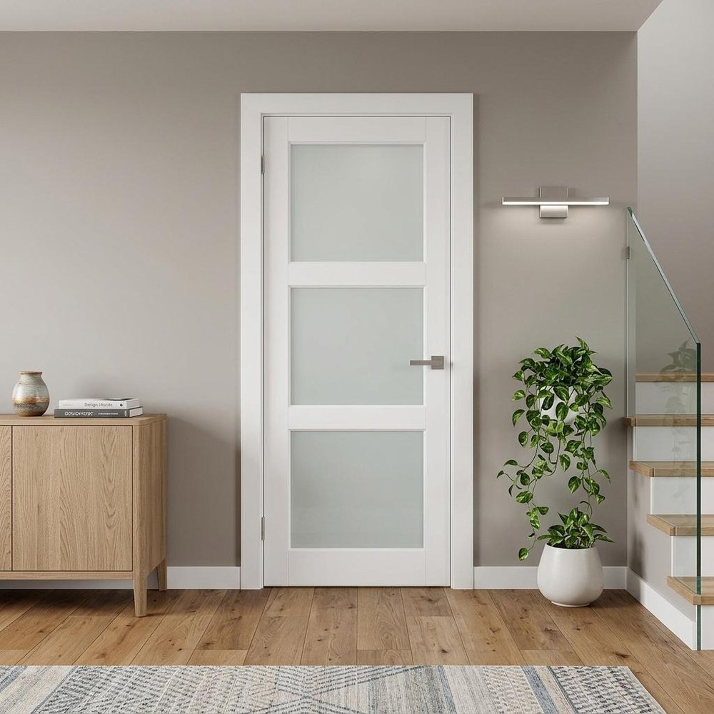 80" X 30" White Wood And Glass Slab Door HomeRoots