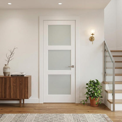 80" X 32" White Wood And Glass Slab Door HomeRoots