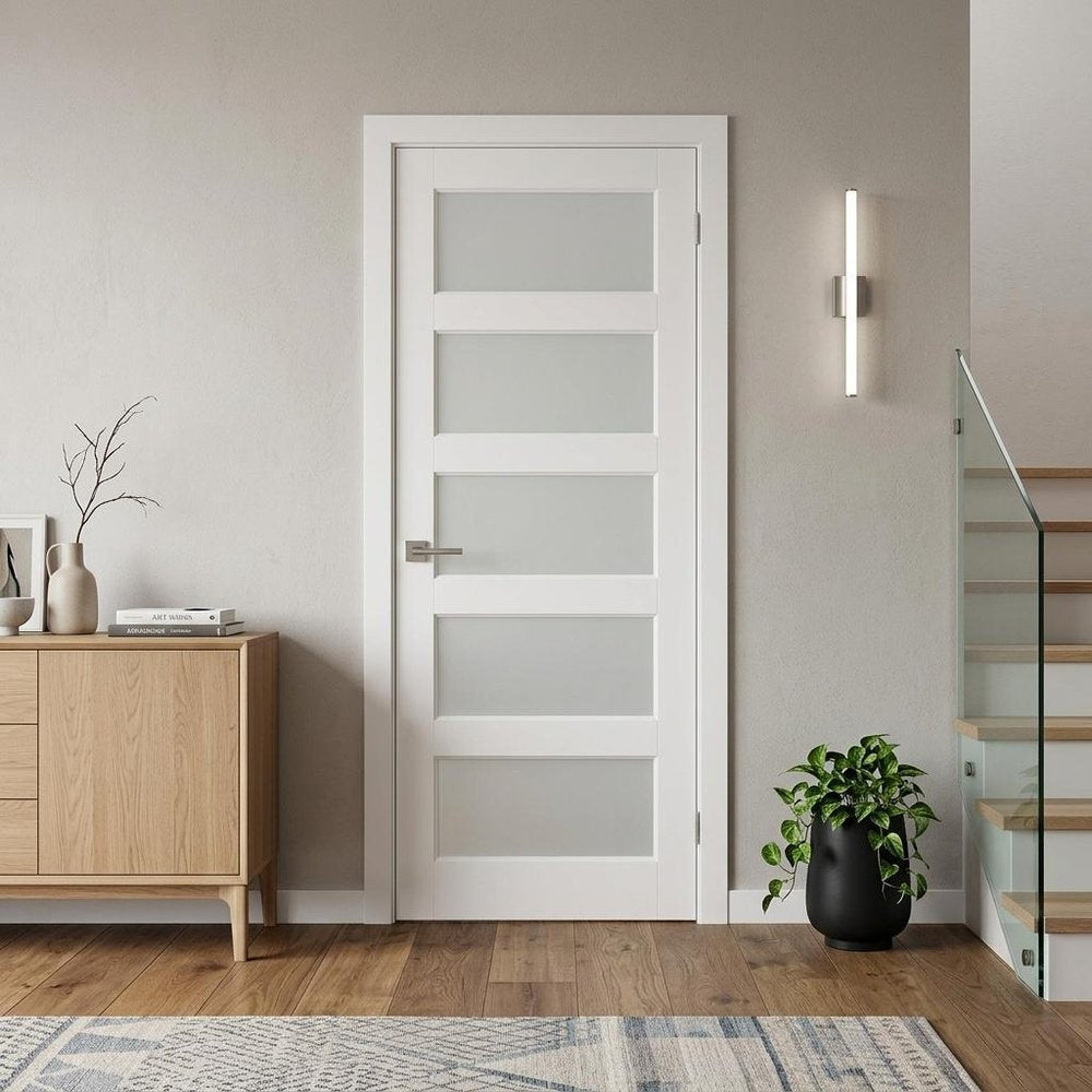 80" X 24" White Wood And Glass Slab Door HomeRoots