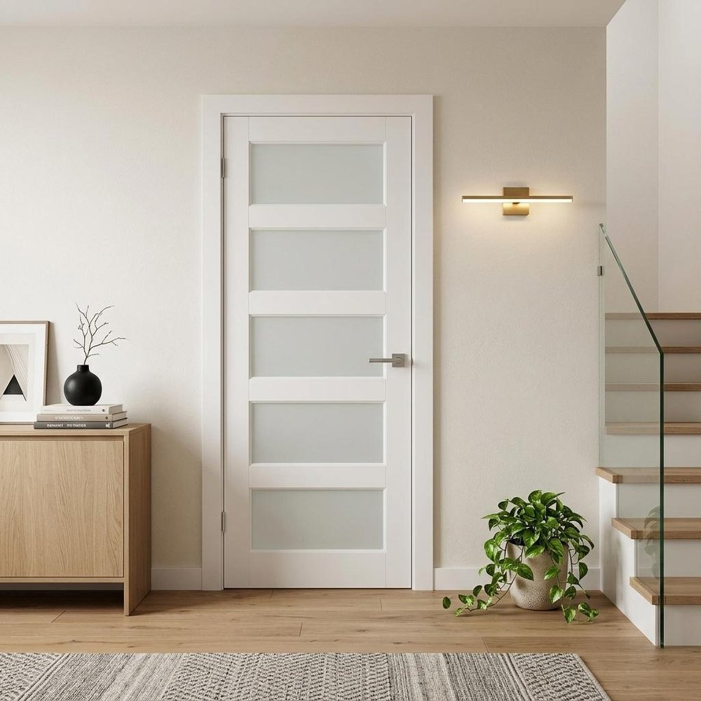 80" X 28" White Wood And Glass Slab Door HomeRoots