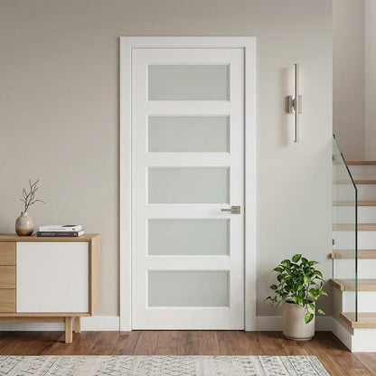 80" X 30" White Wood And Glass Slab Door HomeRoots
