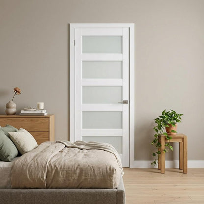 80" X 32" White Wood And Glass Slab Door HomeRoots