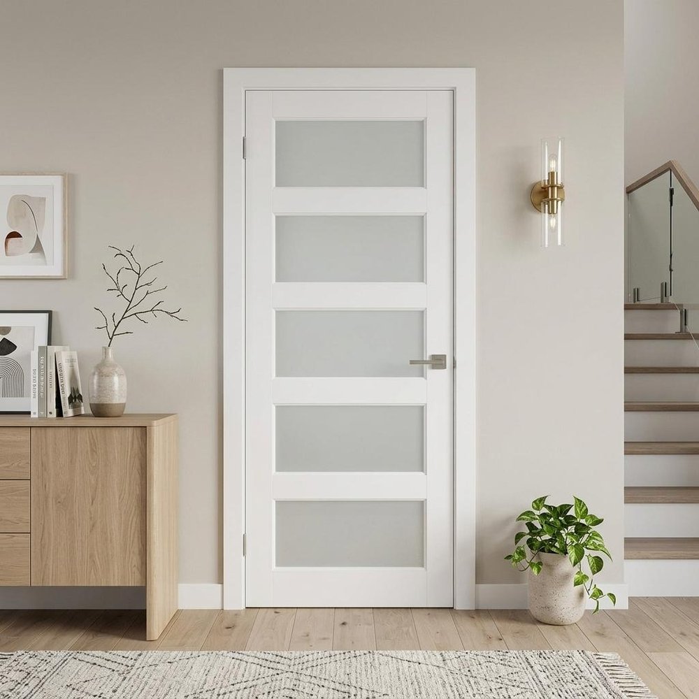 80" X 36" White Wood And Glass Slab Door HomeRoots