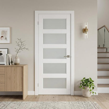 80" X 36" White Wood And Glass Slab Door HomeRoots