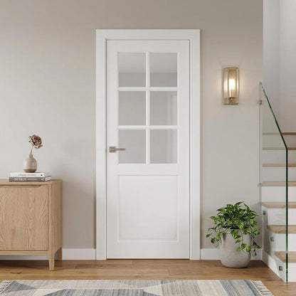80" X 32" White Wood And Glass Slab Door HomeRoots