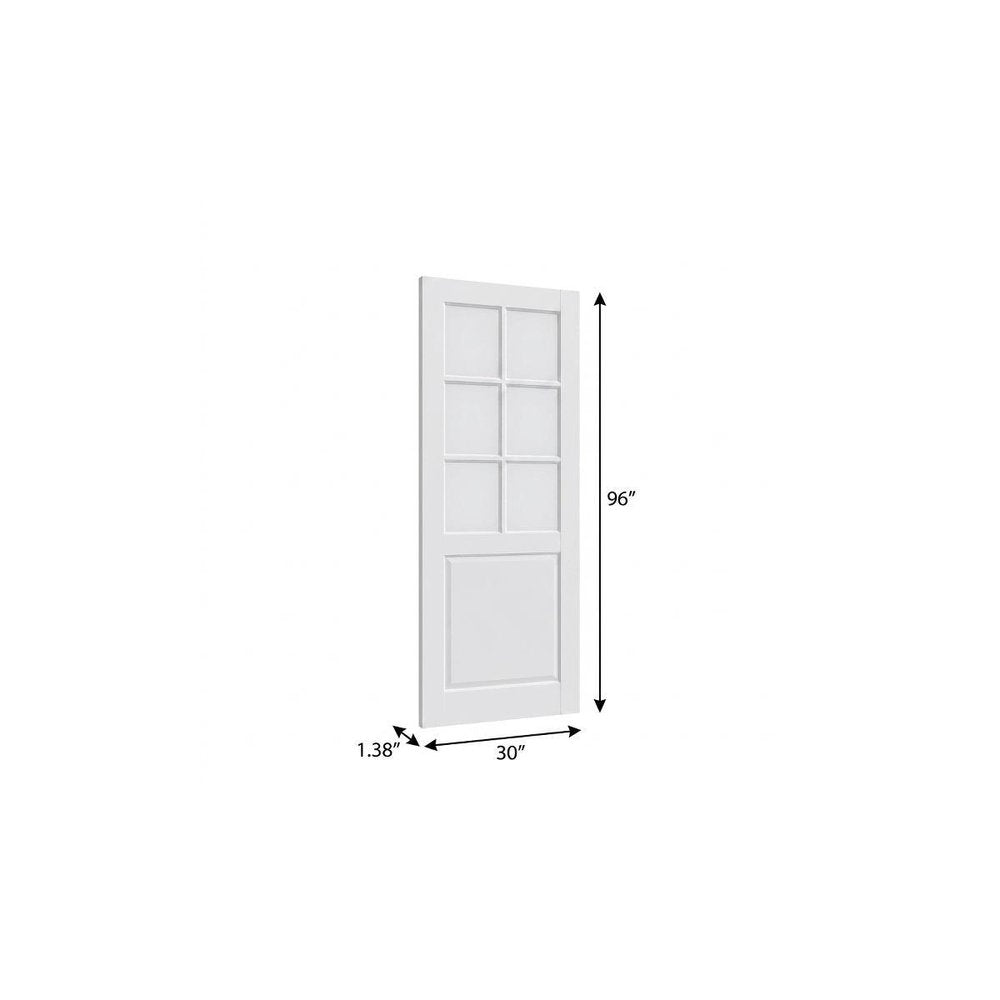 96" X 30" White Wood And Glass Slab Door — view 3