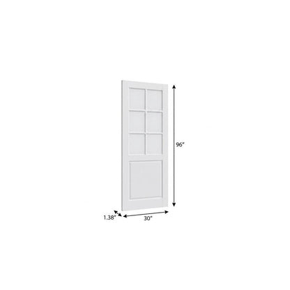 96" X 30" White Wood And Glass Slab Door