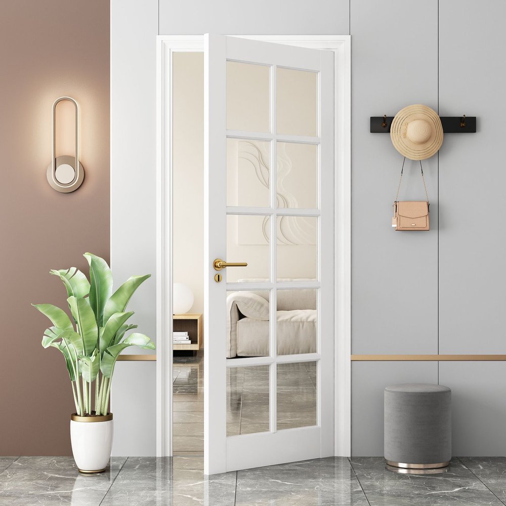 80" White Glass French Doors HomeRoots
