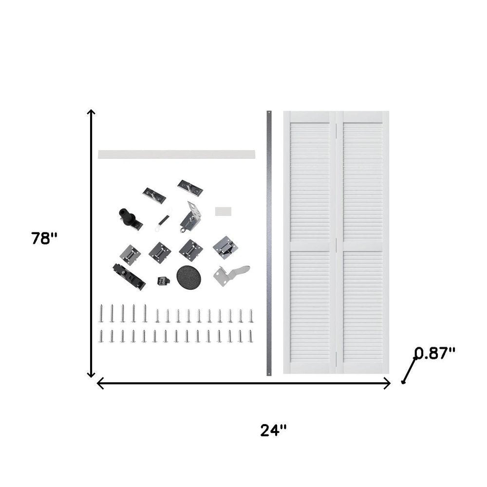 Set Of Two 78" X 24" White Wood Bi-Fold Door — view 3