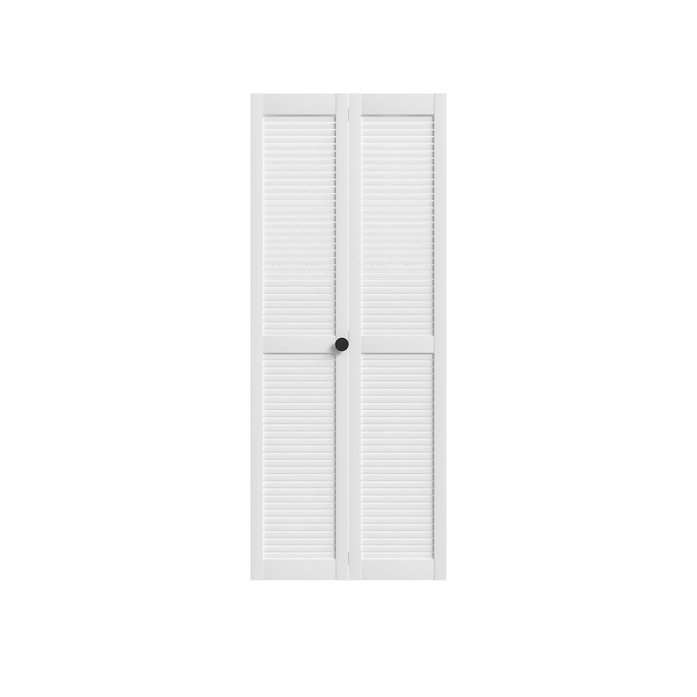 Set Of Two 78" X 30" White Wood Bi-Fold Door — view 3