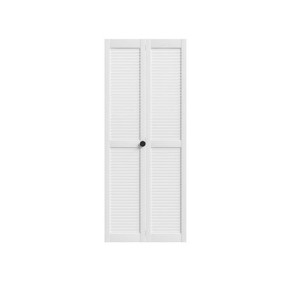Set Of Two 78" X 30" White Wood Bi-Fold Door