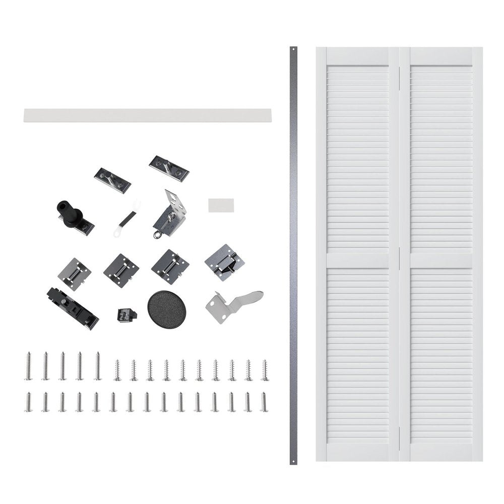 Set Of Two 78" X 32" White Wood Bi-Fold Door — view 1