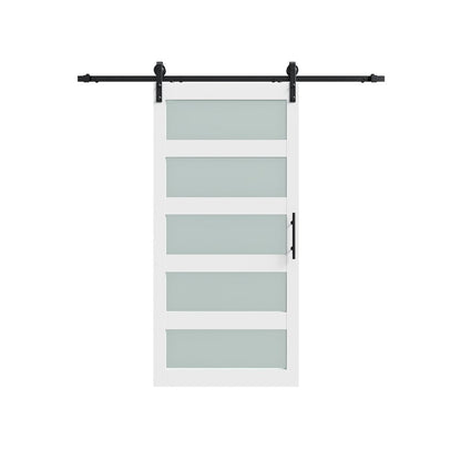 84" X 24" White Glass Barn Door