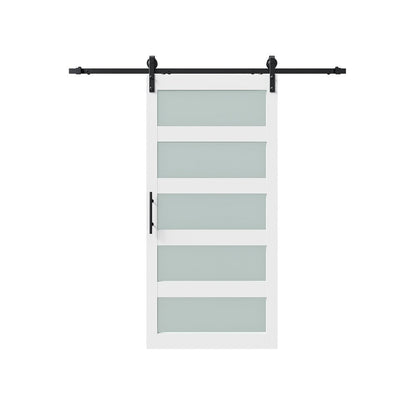84" X 28" White Glass Barn Door