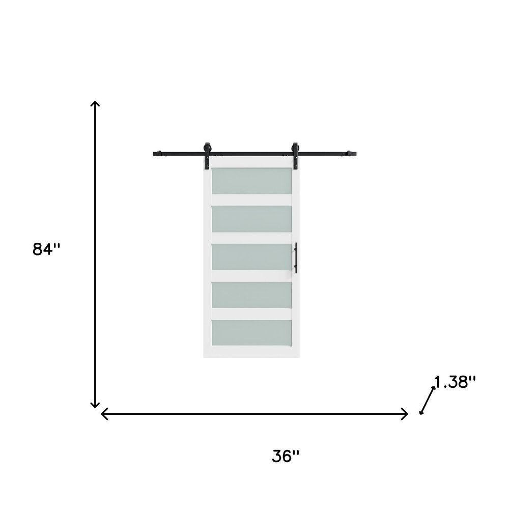 84" X 36" White Glass Barn Door — view 4