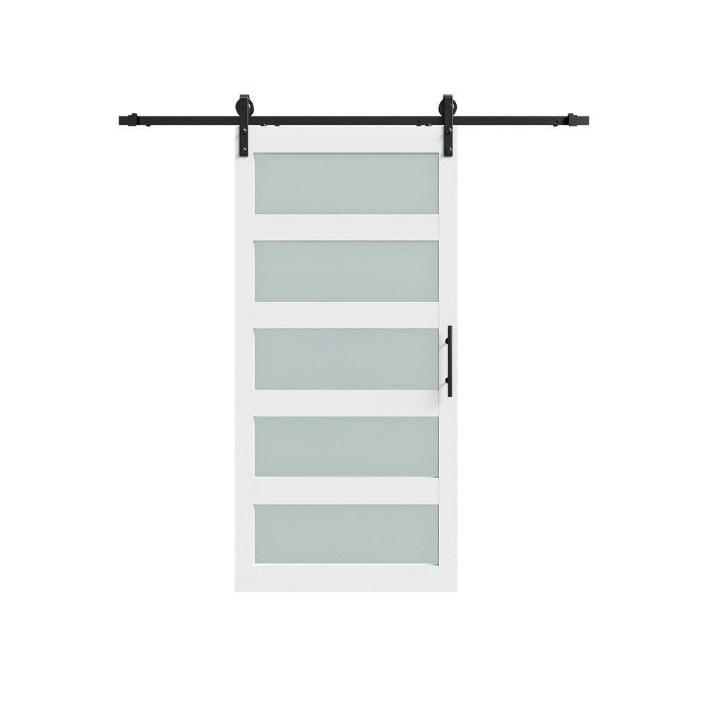 84" X 40" White Glass Barn Door — view 1