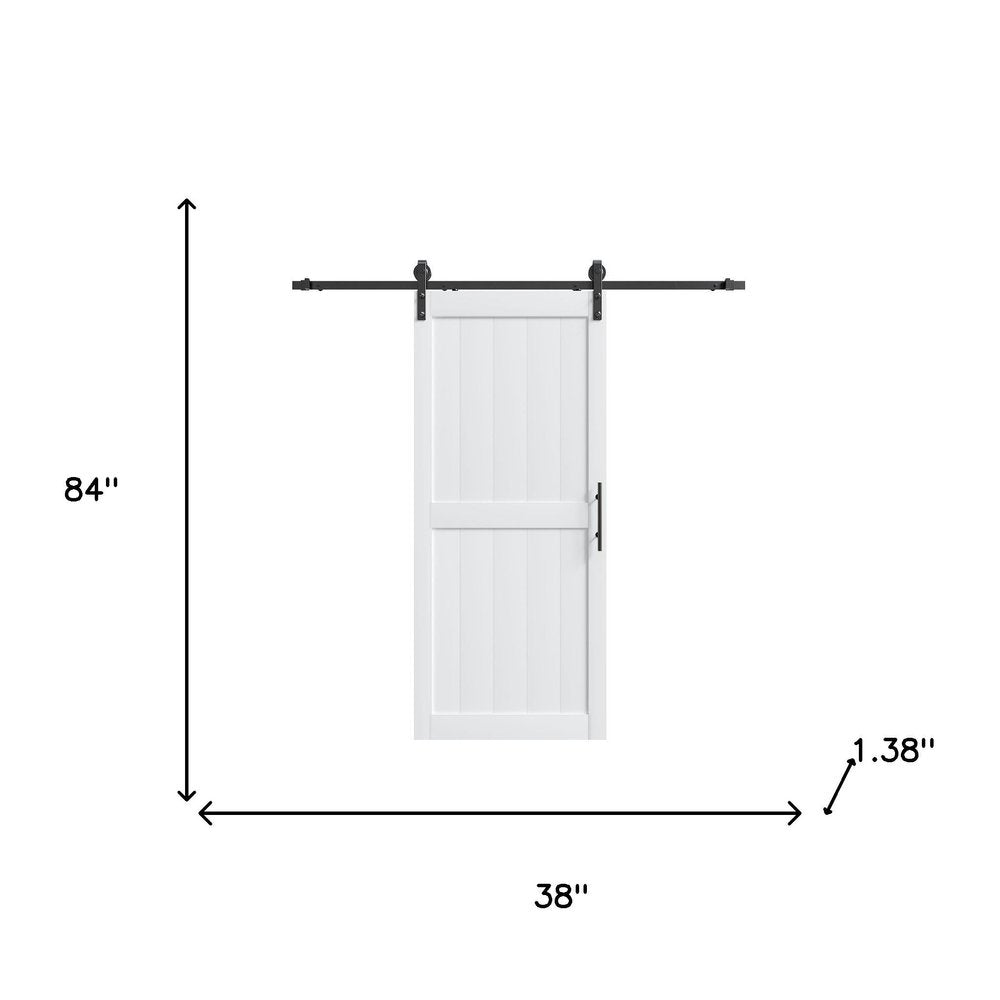 84" X 38" White Wood Barn Door — view 4