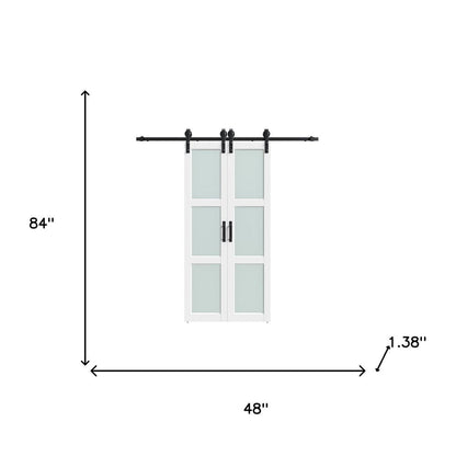 Set Of Two 84" X 48" White Glass Sliding Closet Doors