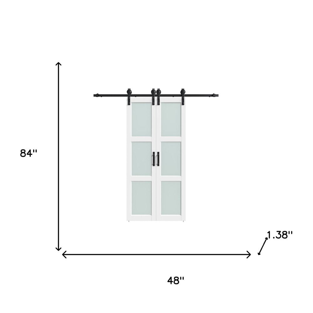 Set Of Two 84" X 48" White Glass Sliding Closet Doors — view 7