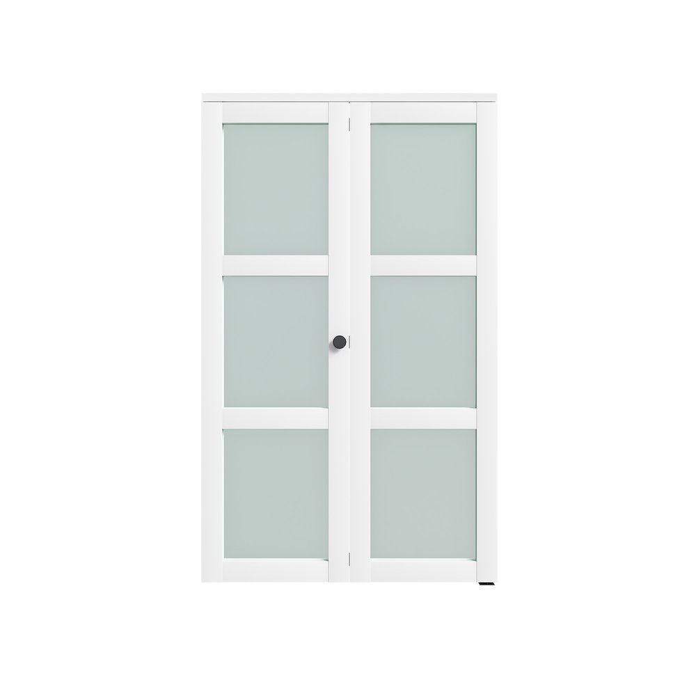 Set Of Two 78" X 32" White Glass Bi-Fold Door — view 1