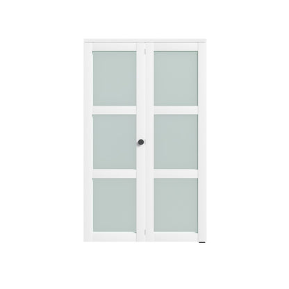 Set Of Two 78" X 32" White Glass Bi-Fold Door