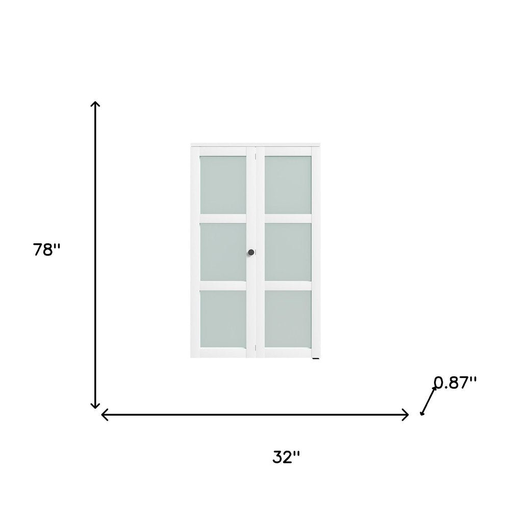 Set Of Two 78" X 32" White Glass Bi-Fold Door — view 4