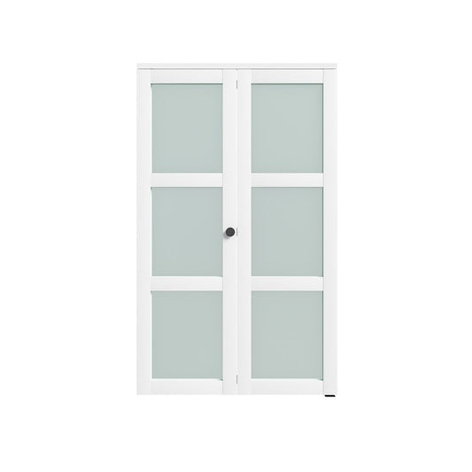 Set Of Two 78" X 36" White Glass Bi-Fold Door