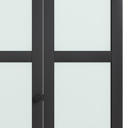 Set Of Two 78" X 32" Black Glass Bi-Fold Door
