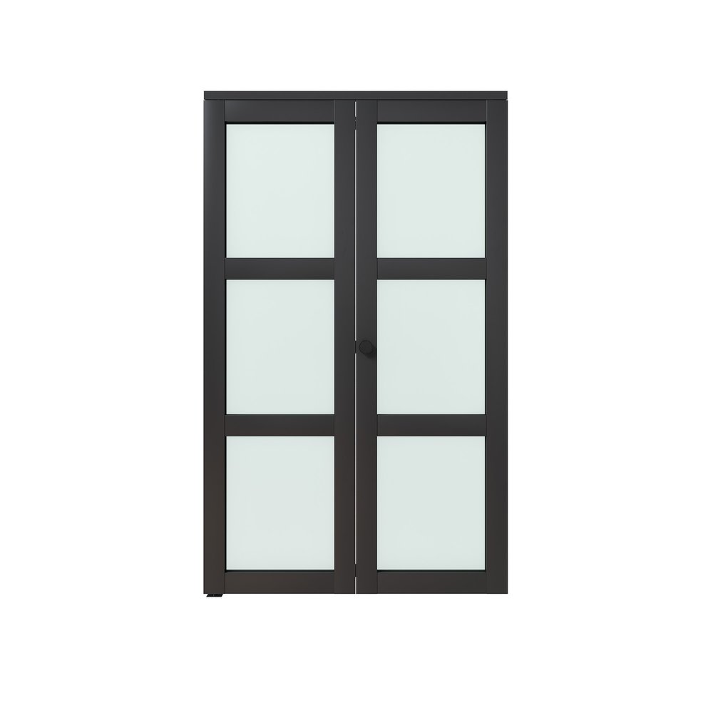 Set Of Two 78" X 32" Black Glass Bi-Fold Door — view 3