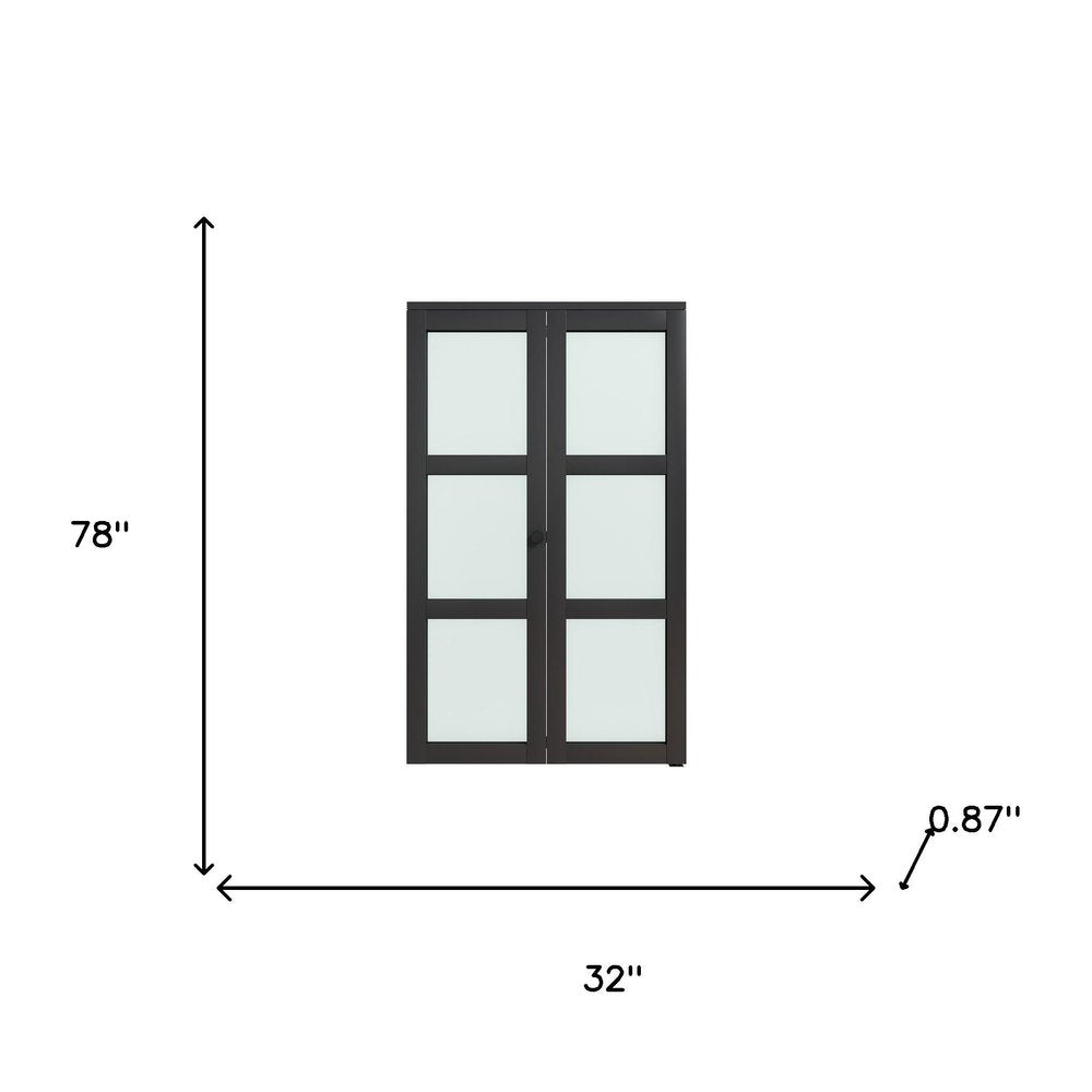 Set Of Two 78" X 32" Black Glass Bi-Fold Door — view 4