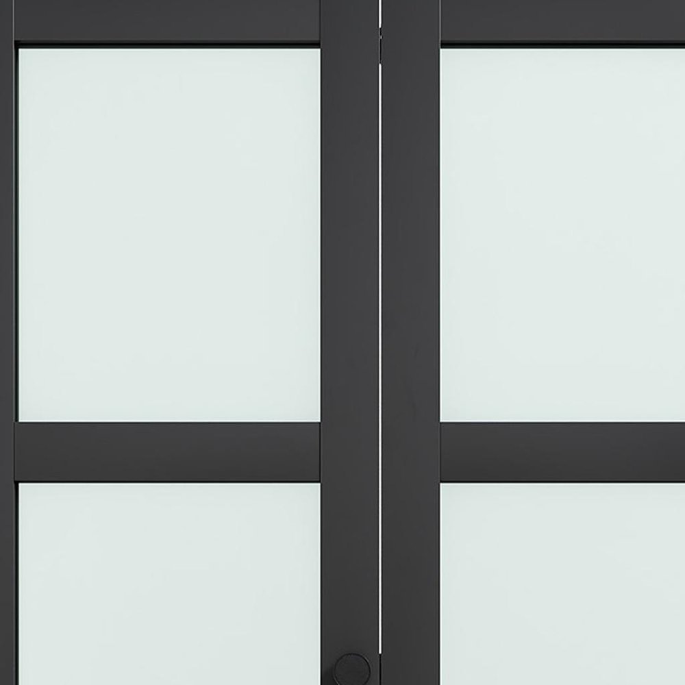 Set Of Two 78" X 36" Black Glass Bi-Fold Door — view 2