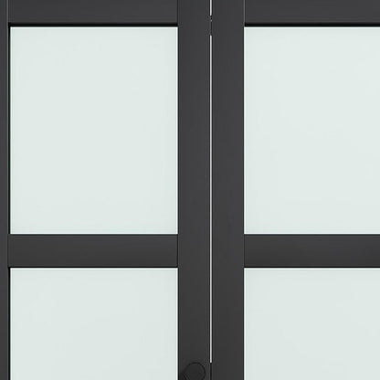 Set Of Two 78" X 36" Black Glass Bi-Fold Door